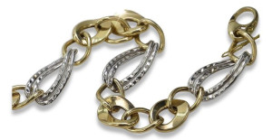 Złota bransoletka 14k 585 żółte białe złoto cb132yw