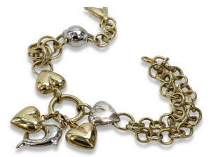 Złota bransoletka 14k 585 charmsy włoska cb133yw