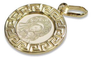 Złoty medalik 14k 585 ikona żółte złoto zawieszka Bozia pm007y