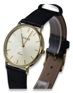 Złoty zegarek męski 14k 585 Geneve na pasku mw004y