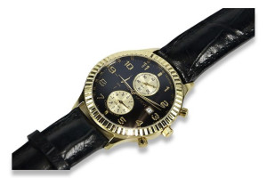 Złoty zegarek męski 14k 585 z żółtego złota Geneve mw007y