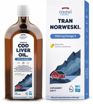 OSAVI Tran Kwas Omega3 cytrynowy 500ml witamina A 1000mg