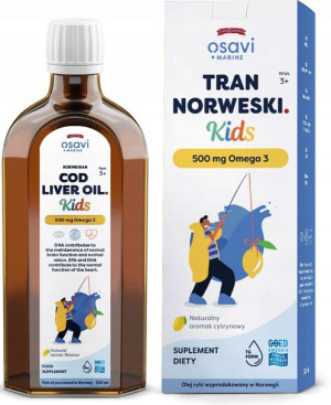 OSAVI Tran Kids Omega-3 cytrynowy 250ml + witamina A 500mg