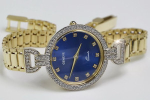 Prześliczny 14k złoty damski zegarek Geneve lw004y