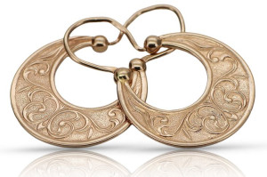 Rosyjskie różowe złoto kolczyki Cyganki 14k 585 ZSRR Vintage ven050