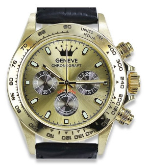 Złoty zegarek męski 14k 585 Geneve styl Rolex mw014y
