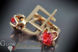 Rosyjskie kolczyki z 14k 585 różowego złota vec005 aleksandryt rubin szmara