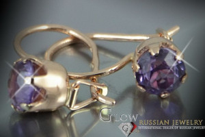 Rosyjskie kolczyki z 14k 585 różowego złota vec056 aleksandryt rubin szmara