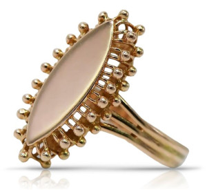 Rosyjski pierścionek z różowego czerwonego złota 14k 585 Vintage vrn042