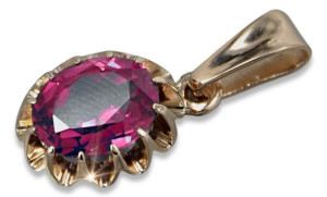 Zawieszka z różowego czerwonego 14k 585 złota z aleksandrytem rubinem szafi