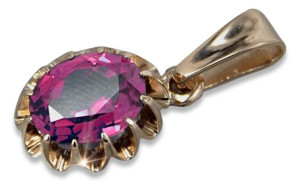 Zawieszka z różowego czerwonego 14k 585 złota z aleksandrytem rubinem szafi