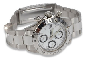 Męski zegarek z białego złota 14k 585 Geneve w stylu Rolex mw041w
