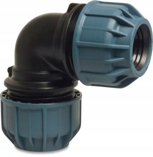 Kolano 90* PP 25mm zacisk 10bar czarno-niebieski