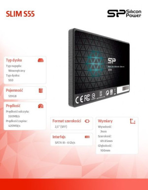 Dysk SSD Slim S55 120GB 2,5" SATA3 550/420 MB/s 7mm