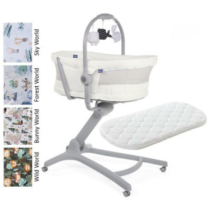 Chicco Baby Hug 4 w 1 AIR White Snow + materacyk + prześcieradło