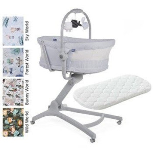 Chicco Baby Hug 4 w 1 AIR Stone + materacyk + prześcieradła