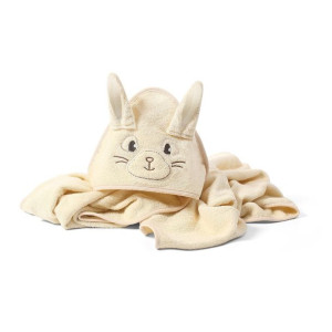 Babyono Okrycie kąpielowe frotte z uszkami BUNNY EARS 100x100 cm cream