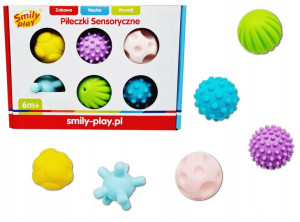 Piłeczki Sensoryczne 6szt Gumowe Piłki Smily Play