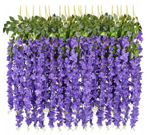 12x Glicynia wisteria złotokap girlanda kwiatowa zwisy glicynii fioletowy