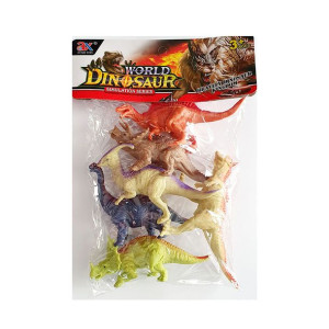 Zwierzęta Dinozaury Zestaw Gumowe Figurki 6szt