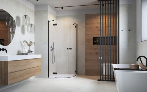 Kabina Radaway Essenza Black PDD 100x100x200 szkło przejrzyste