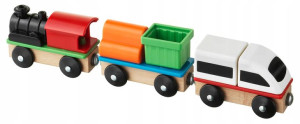 IKEA LILLABO kolejka ciuchcia wagonik 3 elementy