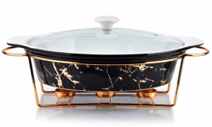 Ceramiczne Naczynie żaroodporne z podgrzewaczem marmur 2,6l. HTN8981