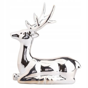 Figurka Porcelanowa Renifer 15x9.5x19.5 Cm Srebrny