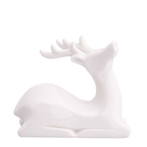 Figurka Porcelanowa Renifer Modern Biała 11x4.5x9.5 Cm