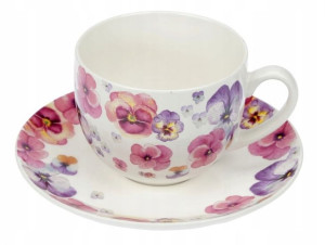 Filiżanka i spodek BRATKI 240ml z porcelany New Bone