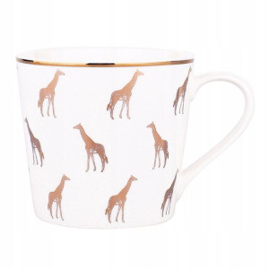 Kubek Stożek Nbc 350 Ml Dek. Gold Giraffe Biały