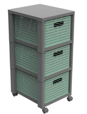 Rotho Country regał łazienkowy stojący zielony 3X18L