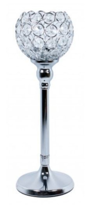 Świecznik z kryształami GLAMOUR srebrny 36cm