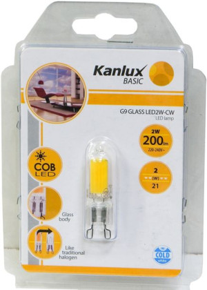Żarówka LED 2W G9 GLASS zimna 200lm 6000K 26631