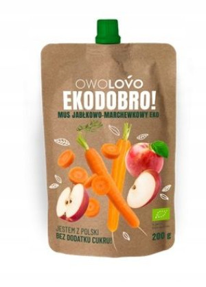 Owolovo Mus Jabłkowo - Marchewkowy Eko Bio 200g