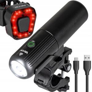 Zestaw Lampka Rowerowa Przód Tył Led Usb Aku Vayox