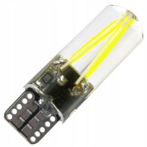 Żarówka Led W5w Cob 2w Filament 250lm 12v 24v T10
