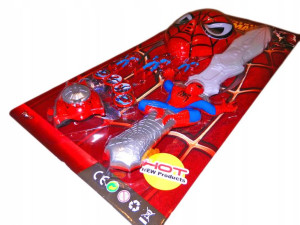 SPIDERMAN wyrzutnia dysków MIECZ efekty MASKA