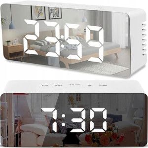 Budzik Zegar Elektroniczny Termometr Lustro Led