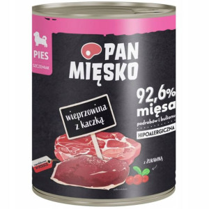 Pan Mięsko karma Szczeniąt wieprzowina kaczka 800g