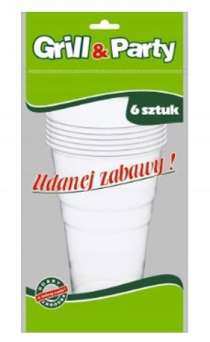 Kubek Kufel Plastikowy Do Piwa 500ml - 6 Sztuk