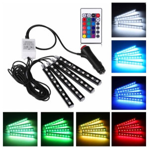 Oświetlenie Wnętrza Auta 4x Paski Led Rgb Pilot