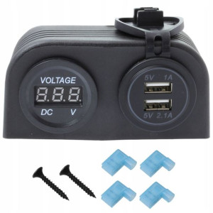 Gniazdo Ładowania 2x Usb 2.1a 1a Lcd Woltomierz