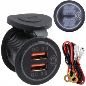 Gniazdo Ładowania Qc 2x Usb 3.0a Quick Charge Biał