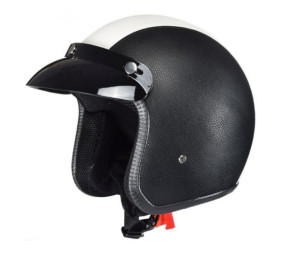 Kask otwarty z daszkiem bobber choppera CZARNY S
