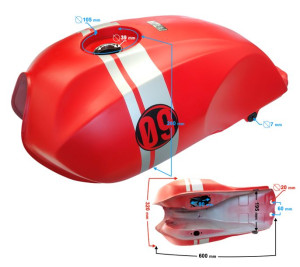 Zbiornik paliwa czerwony do motocykla Cafe Racer