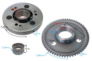 Bendix rozrusznika elektrycznego do skutera 4T 125cc śr.22mm