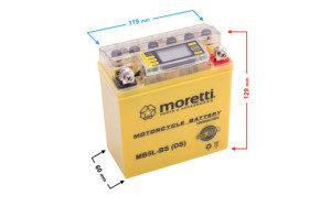 Akumulator Moretti AGM (I-Gel) MB5L-BS ze wskaźnikiem