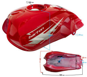 Zbiornik paliwa czerwony do motoroweru Fighter 2 / Euro 5