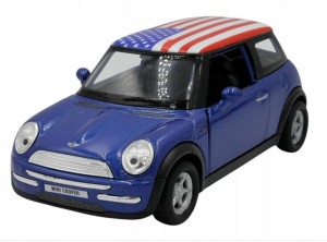 Samochód Metalowy Auto Welly Mini Cooper Usa Roof